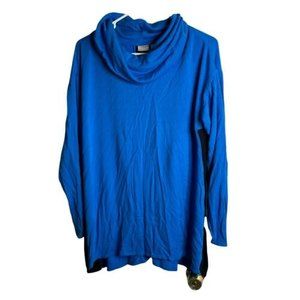 Chico's Zenergy 1 Tunic Length Top Cowl Neck Blue Black Women’s M 8/10